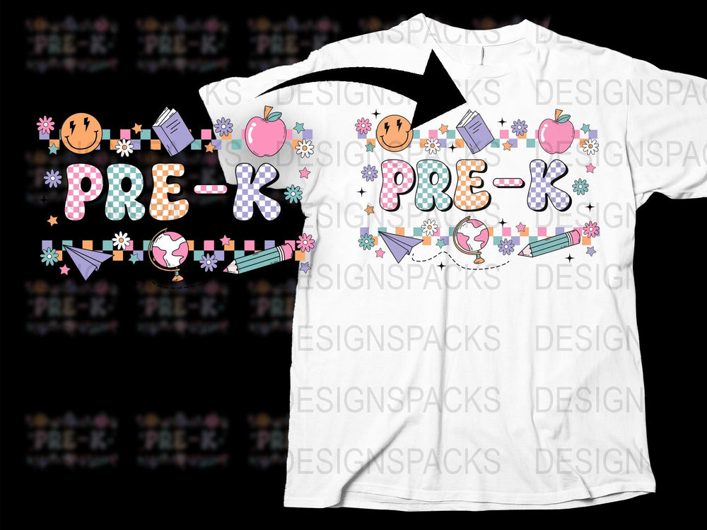 Colorful Pre-K Teacher T-Shirt, Cute Preschool Kids Graphic Tee, Fun Elementary School Apparel