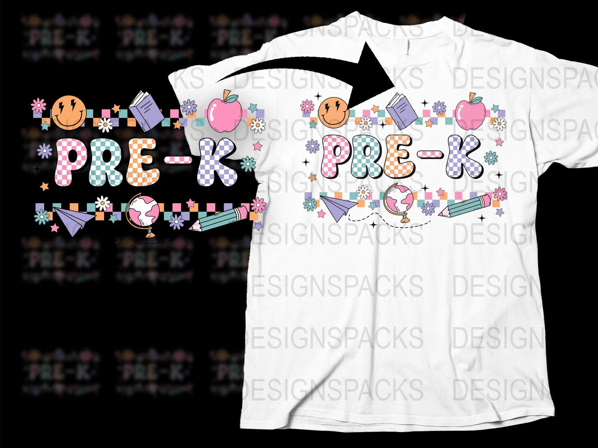 Colorful Pre-K Teacher T-Shirt, Cute Preschool Kids Graphic Tee, Fun Elementary School Apparel