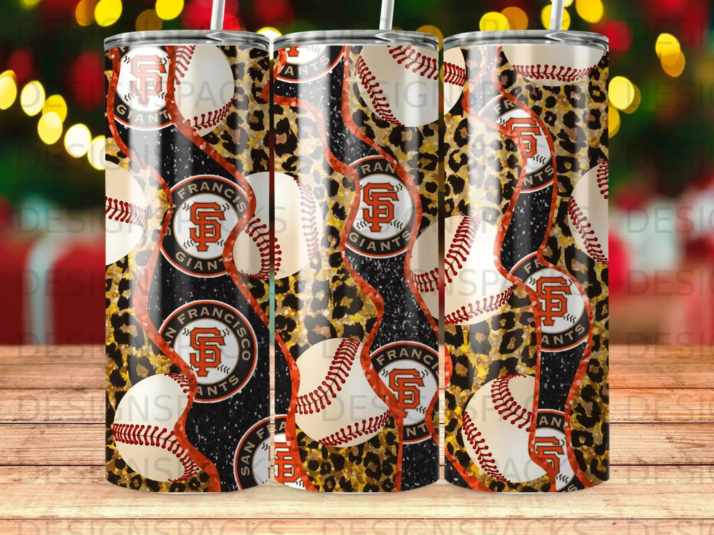 Baseball and leopard print pattern with San Francisco Giants logo.