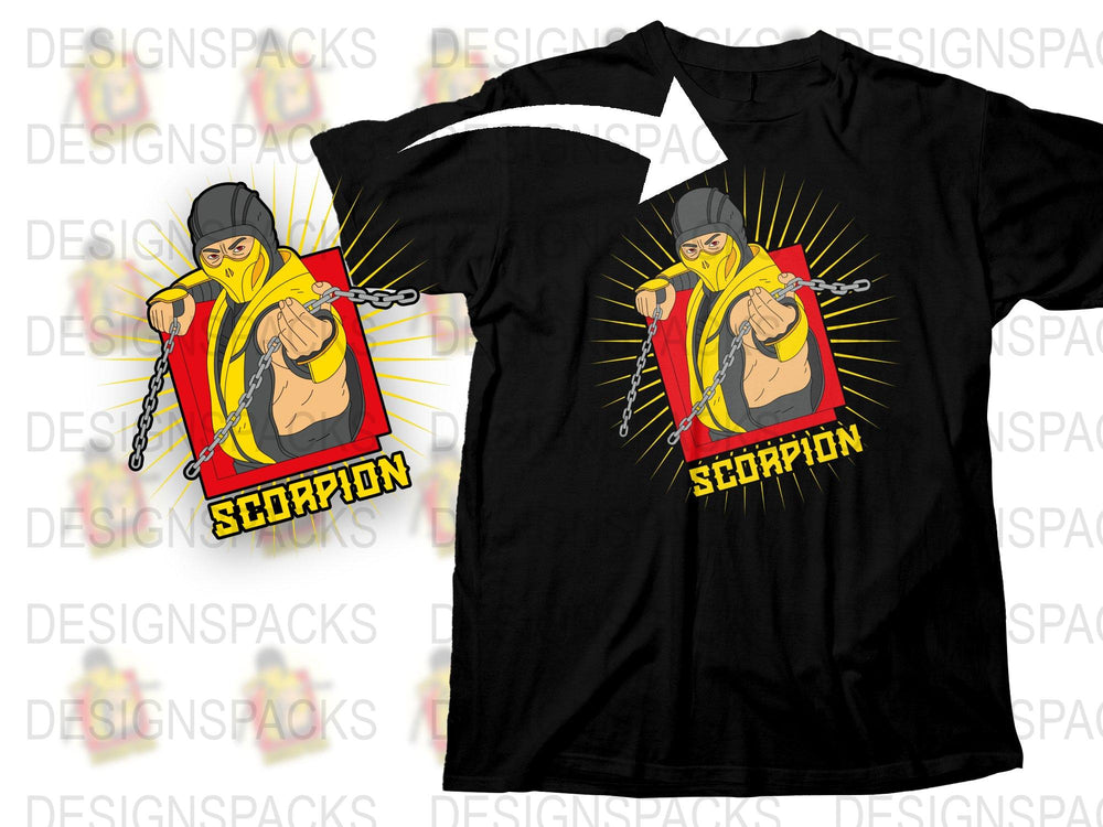 Vintage Scorpion Graphic T-Shirt, Retro Martial Arts Tee, Bold Yellow and Red Design, Unisex Clothing