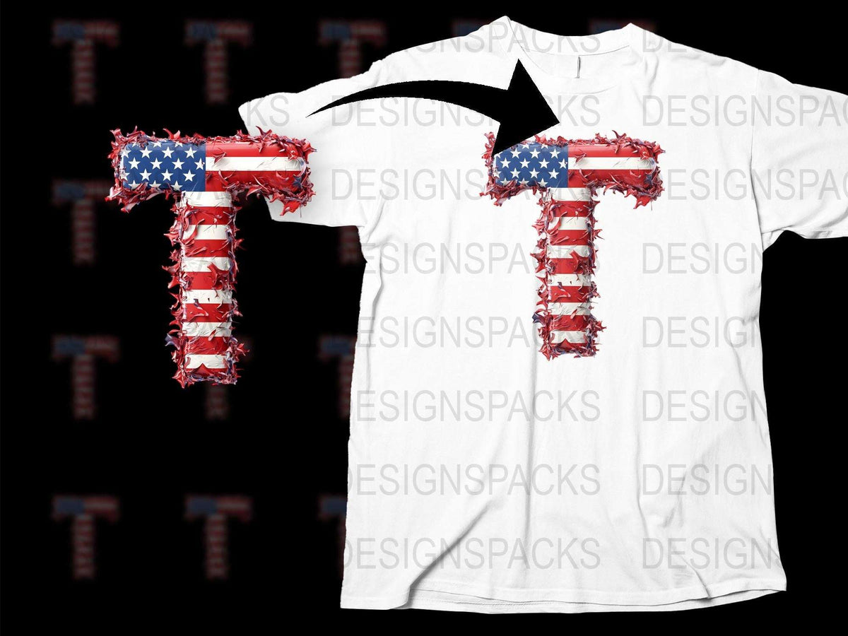 Patriotic American Flag T-Shirt, Distressed Star Design, 4th of July Apparel, Unisex White Tee