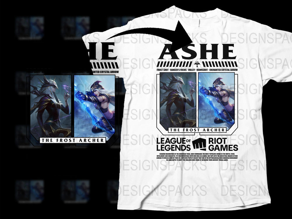 League of Legends Frost Archer Graphic T-Shirt, Gamer Apparel, Riot Games Merchandise, Unisex White Tee