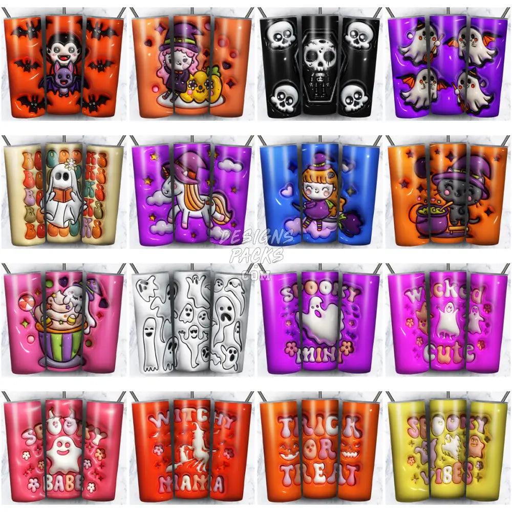 24 3D Puff Halloween Tumbler Wrap Bundle Jpg