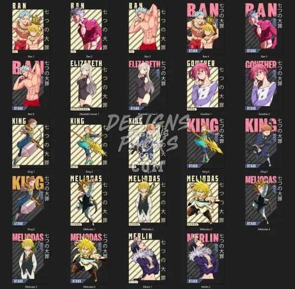 24 The Seven Deadly Sins Anime Designs Bundle PNG designspacks