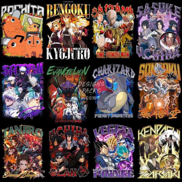 24 Anime Bootleg Mix V9 Designs Bundle Png