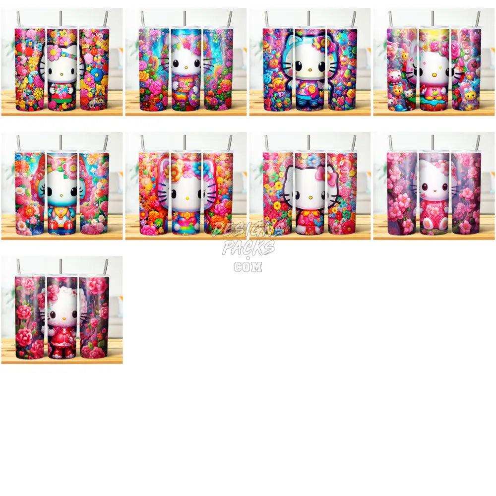 24 Cartoon Kitty Tumbler Wrap Bundle Jpg