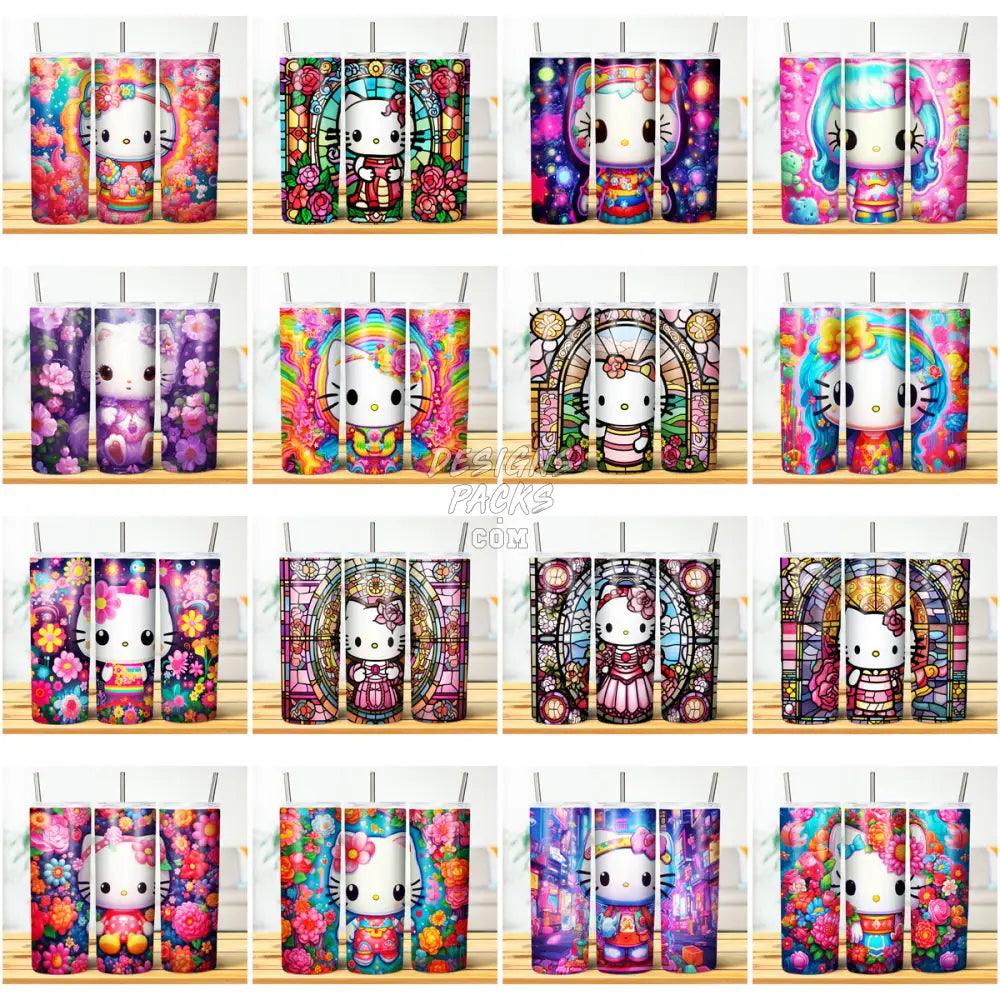 24 Cartoon Kitty Tumbler Wrap Bundle Jpg