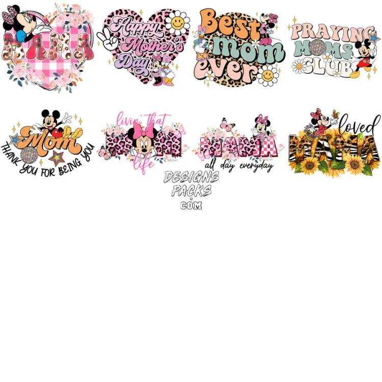 24 Cartoon Mom Mother’s Day Designs Bundle Png