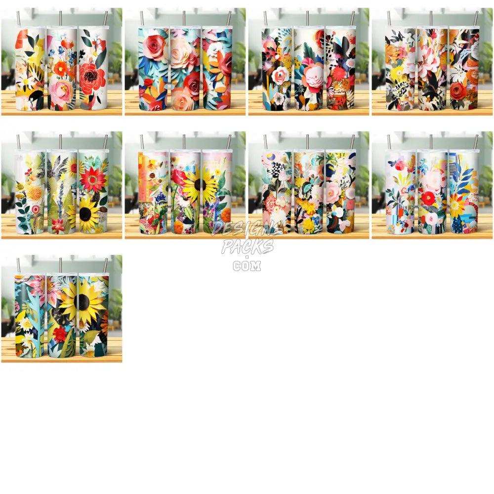 24 Collage Flowers Tumbler Wrap Bundle Jpg