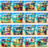 Load image into Gallery viewer, 24 Colorful Beach Tumbler Wrap Bundle Jpg

