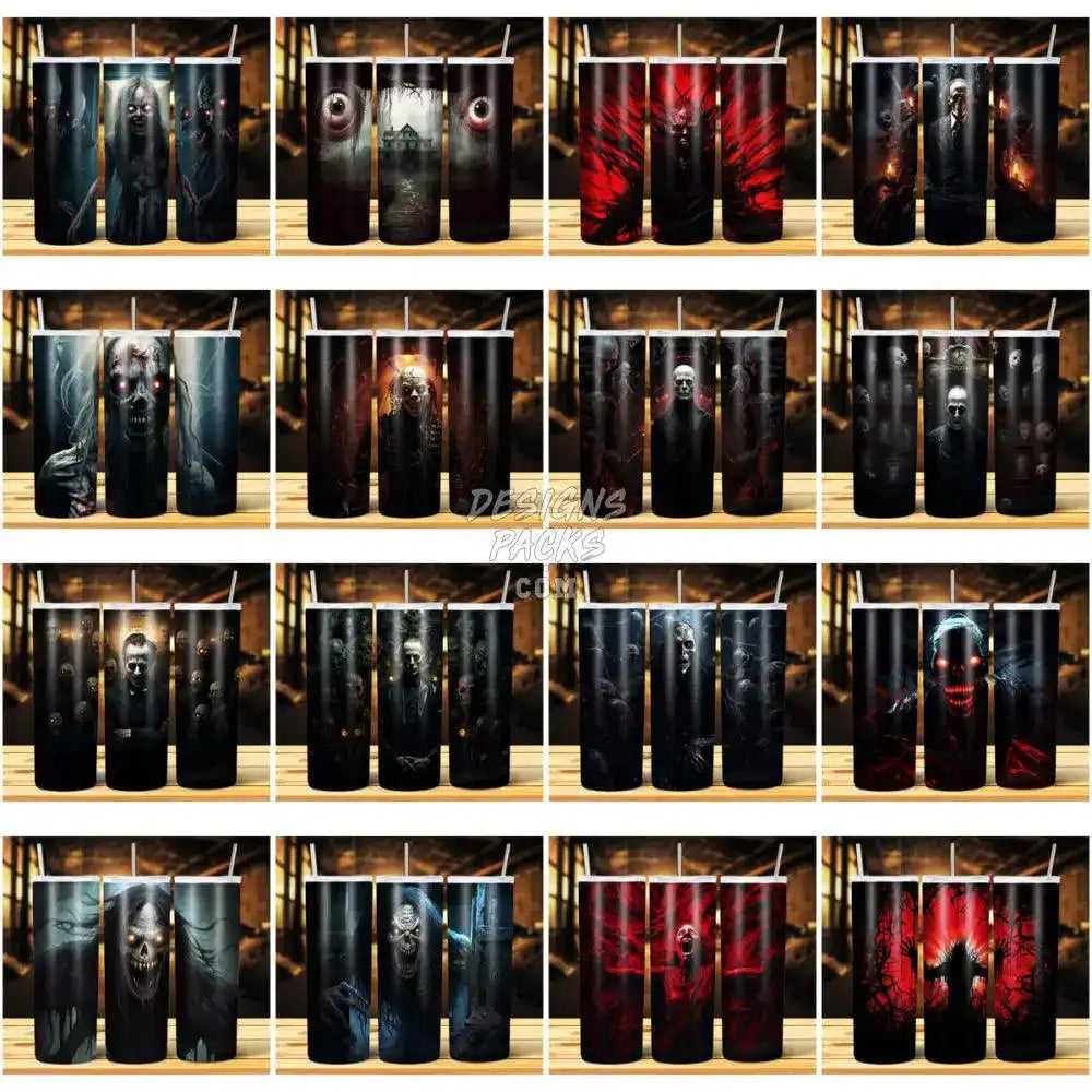 24 Creepy Halloween Tumbler Wrap Bundle Jpg