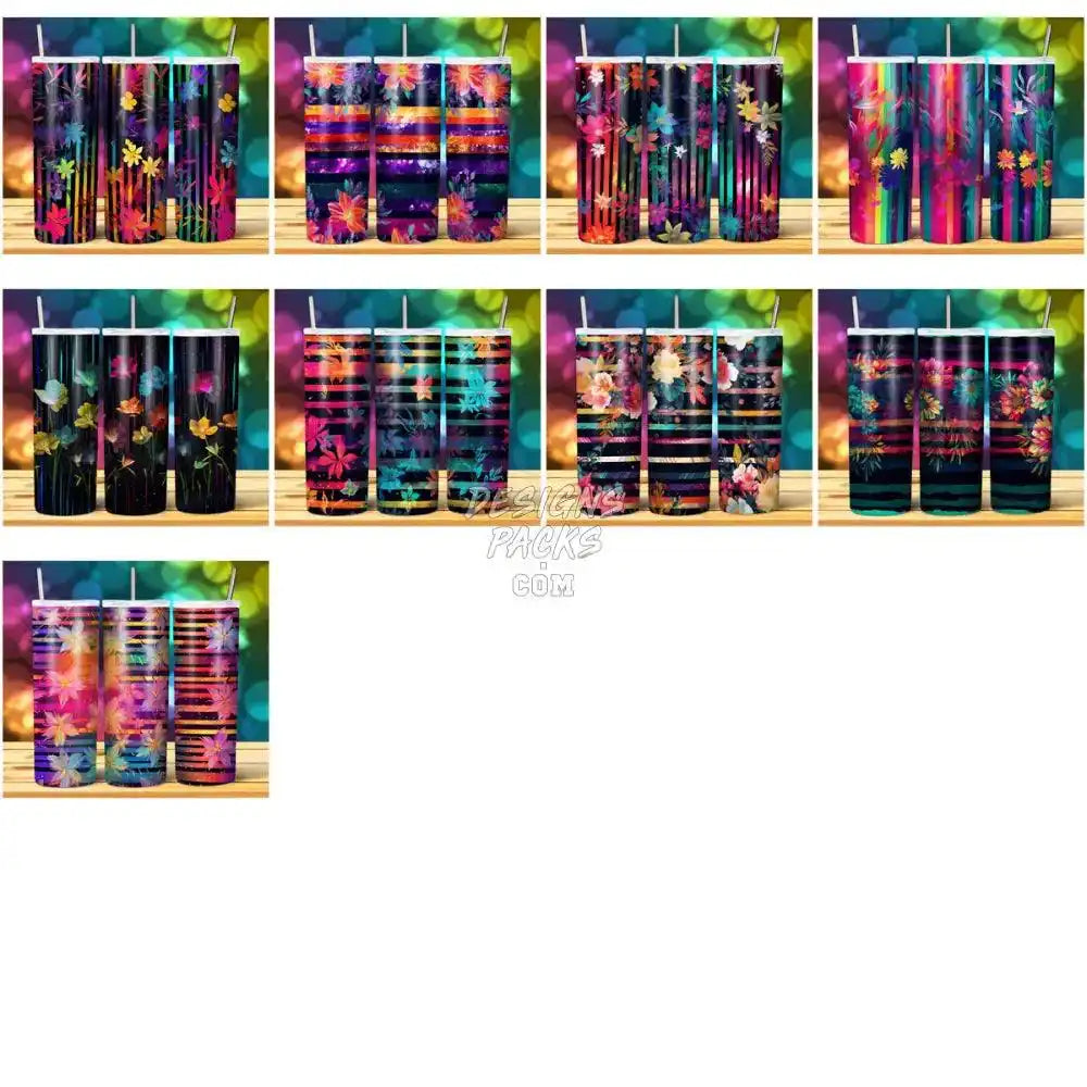 24 Floral Lines Tumbler Wrap Bundle Jpg