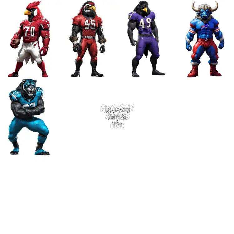 24 Football Teams Mascots Designs Bundle Png + Psd