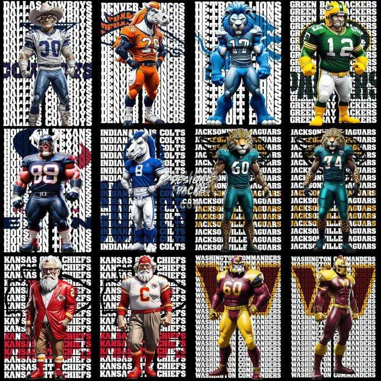 24 Football Teams Mascots Designs Bundle Png + Psd
