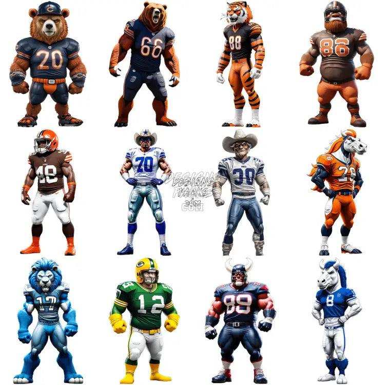 24 Football Teams Mascots Designs Bundle Png + Psd