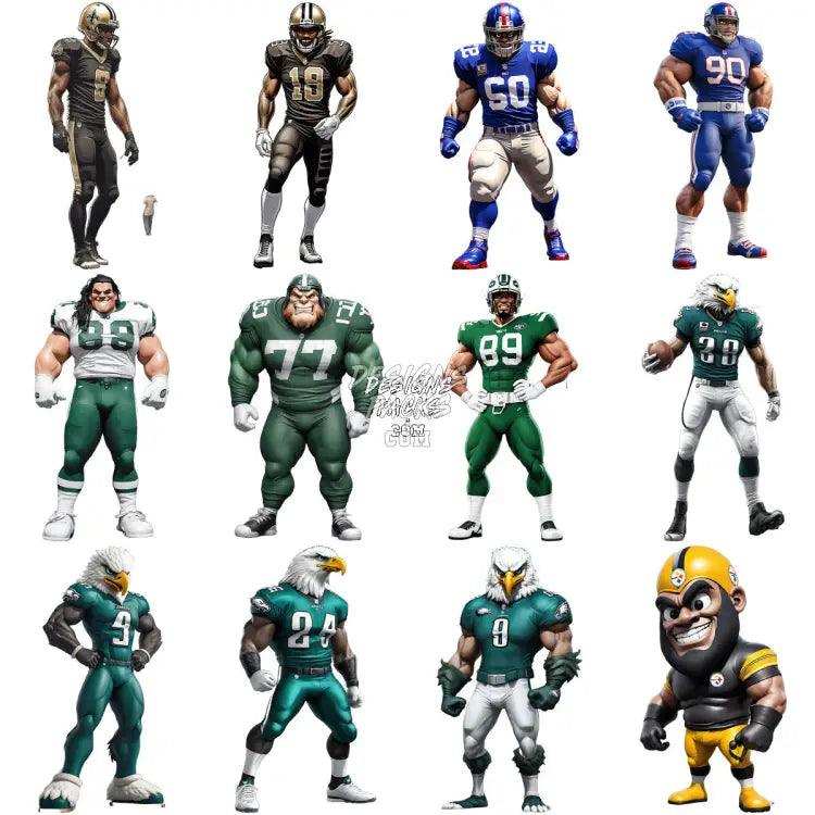 24 Football Teams Mascots Designs Bundle Png + Psd