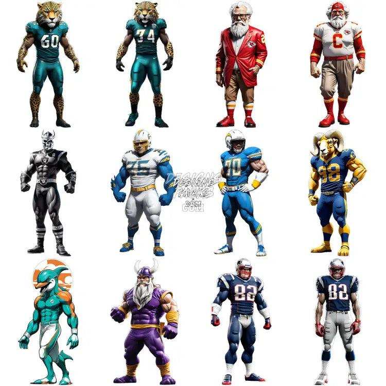 24 Football Teams Mascots Designs Bundle Png + Psd