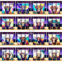 Load image into Gallery viewer, 24 Highland Cow Colorful Tumbler Wrap Bundle Jpg
