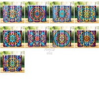Load image into Gallery viewer, 24 Mandala Stained Glass Tumbler Wrap Bundle Jpg
