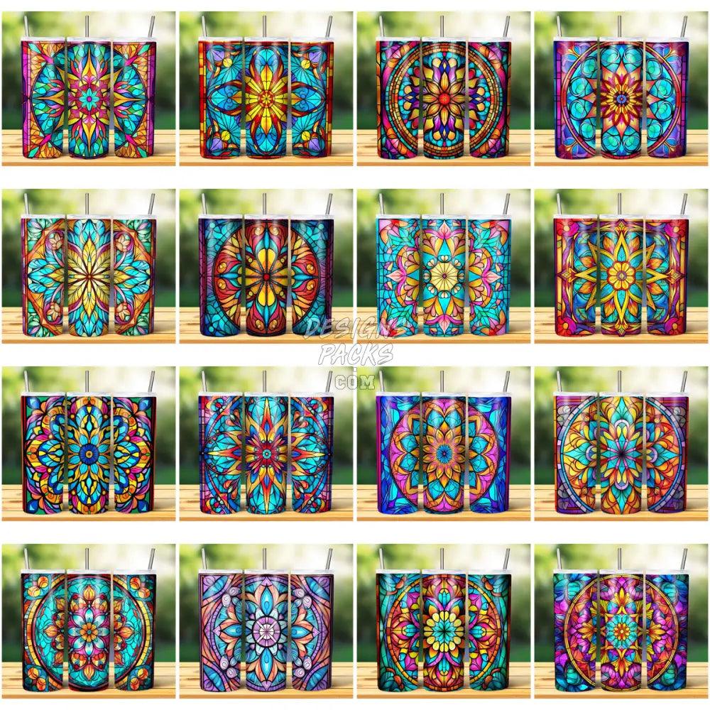 24 Mandala Stained Glass Tumbler Wrap Bundle Jpg