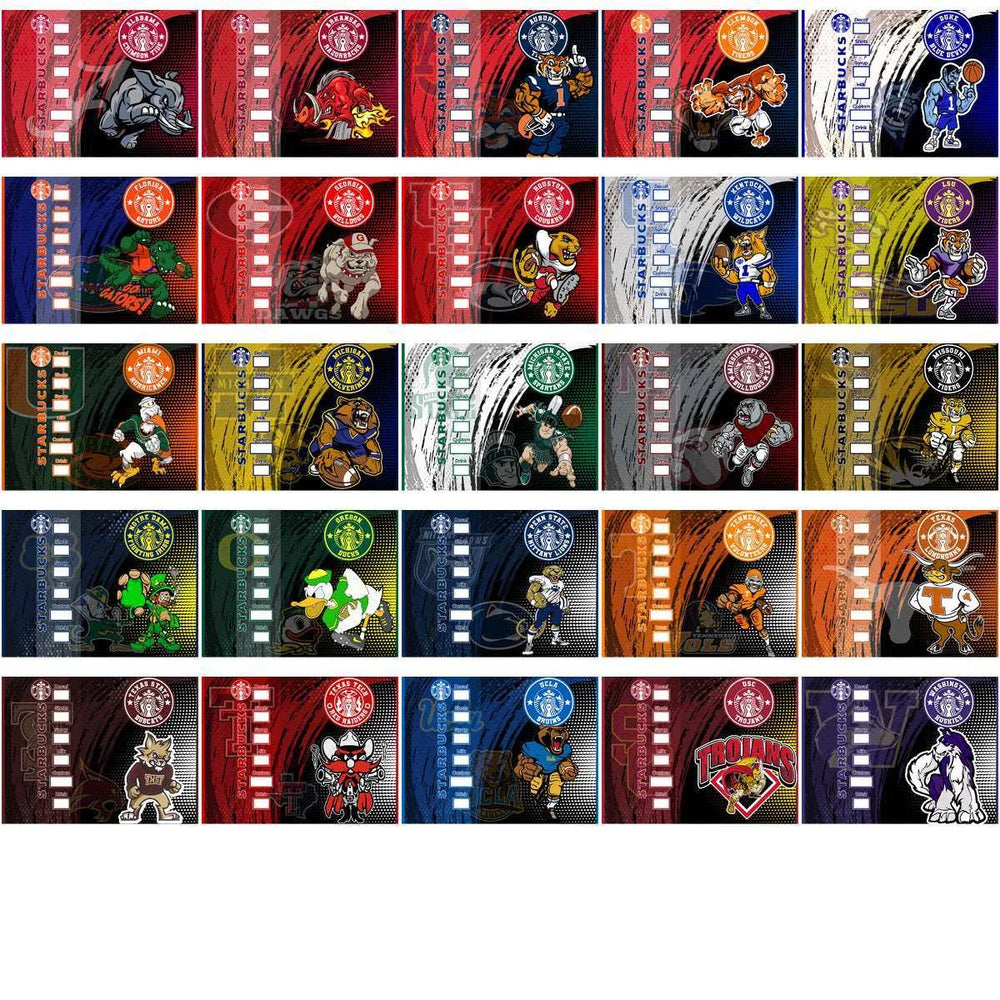 24 NCAA College Sports Starbucks Wraps Tumbler Wrap Bundle JPG