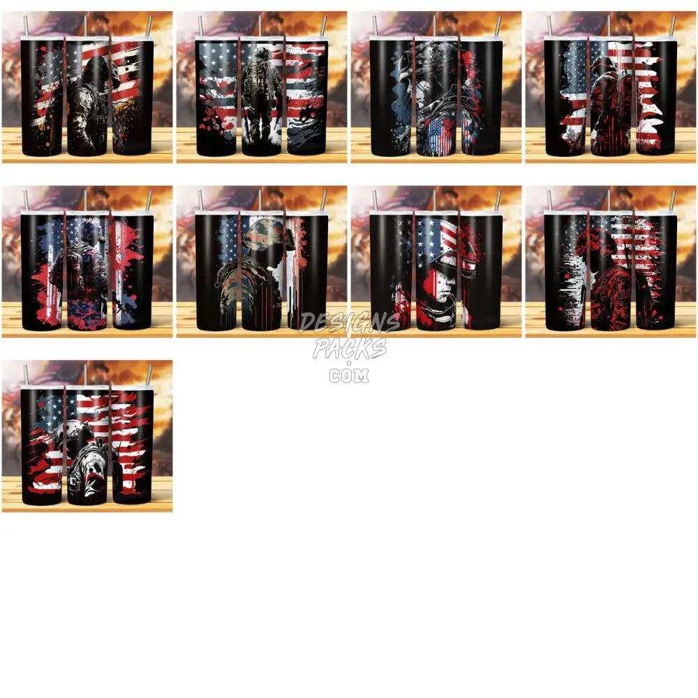 24 Patriotic Silhouette Tumbler Wrap Bundle Jpg