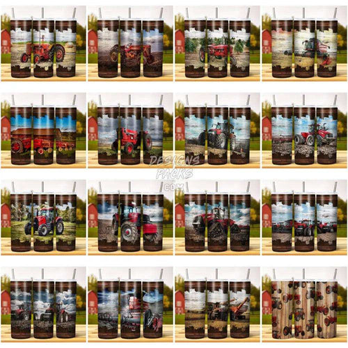 24 RED TRACTORS Wood Tumbler Wrap Bundle JPG