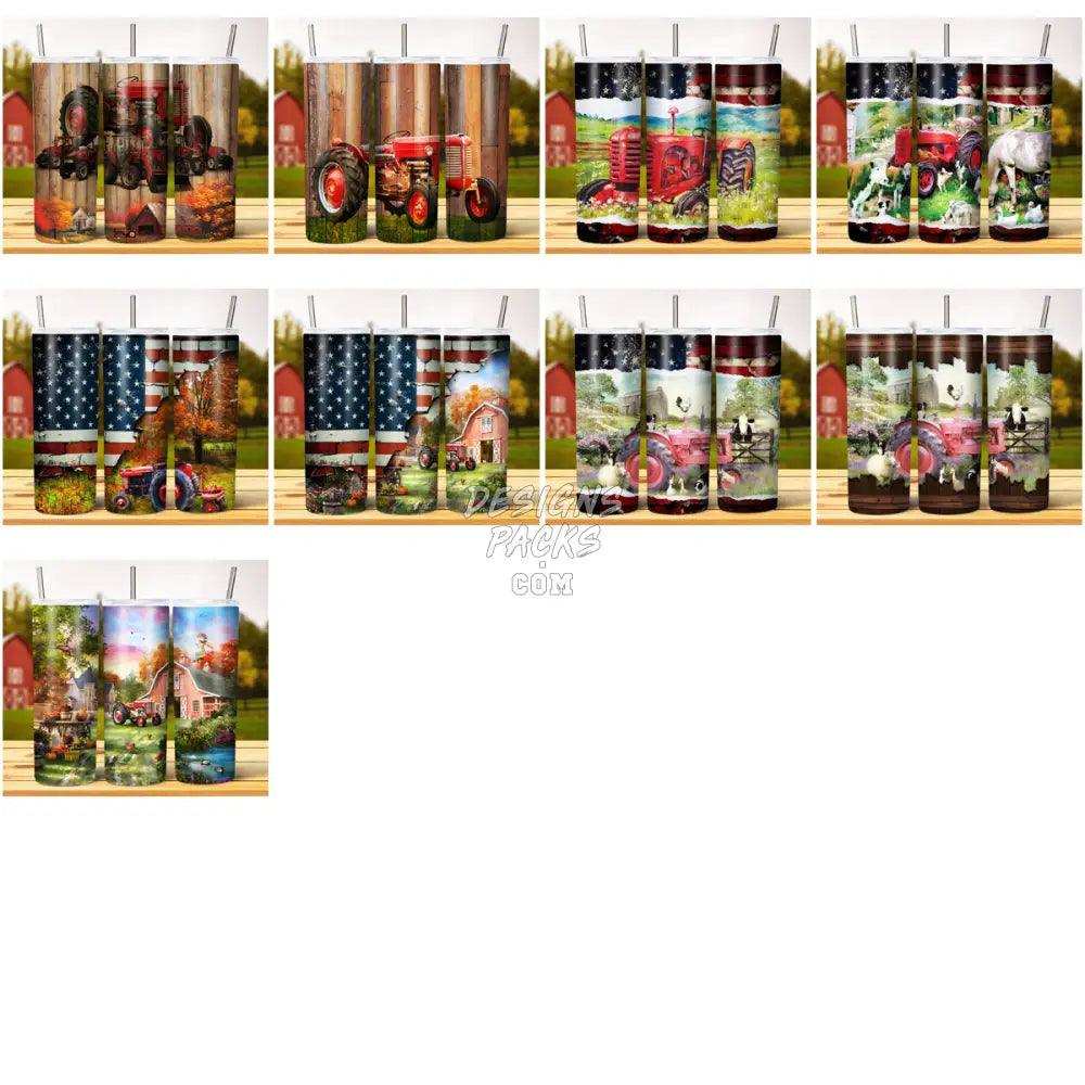 24 Red Tractors Wood Tumbler Wrap Bundle Jpg