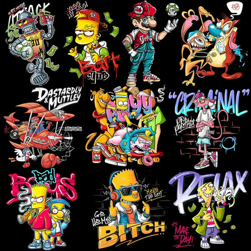 24 Streetwear Cartoons Graffiti Designs Bundle PNG