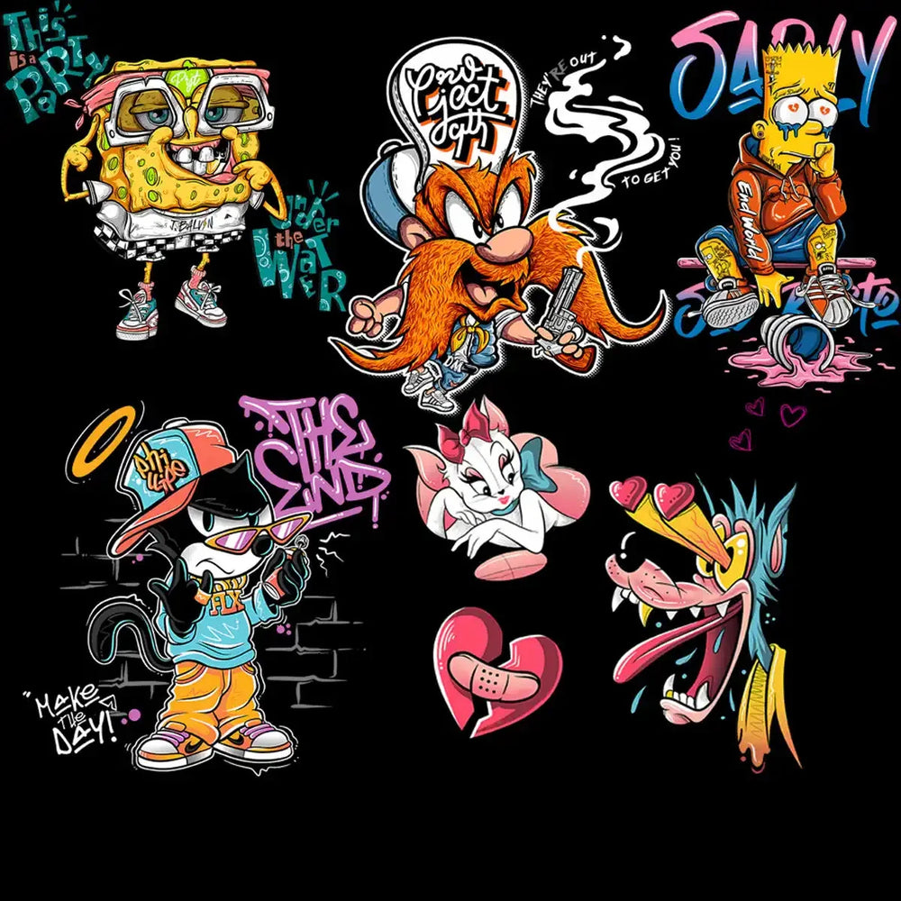 24 Streetwear Cartoons Graffiti Designs Bundle PNG