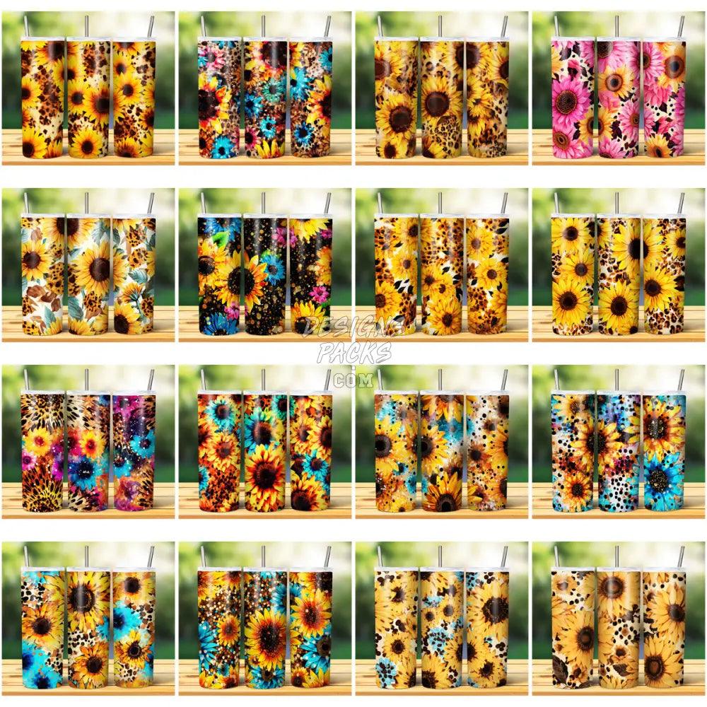 24 Sunflower Leopard Seamless Tumbler Wrap Bundle Jpg