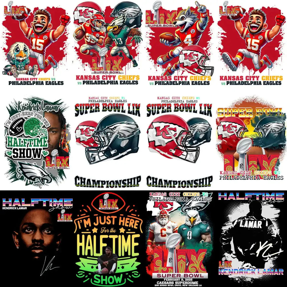 24 Super Bowl LIX 2025 Football Champions Designs Bundle PNG