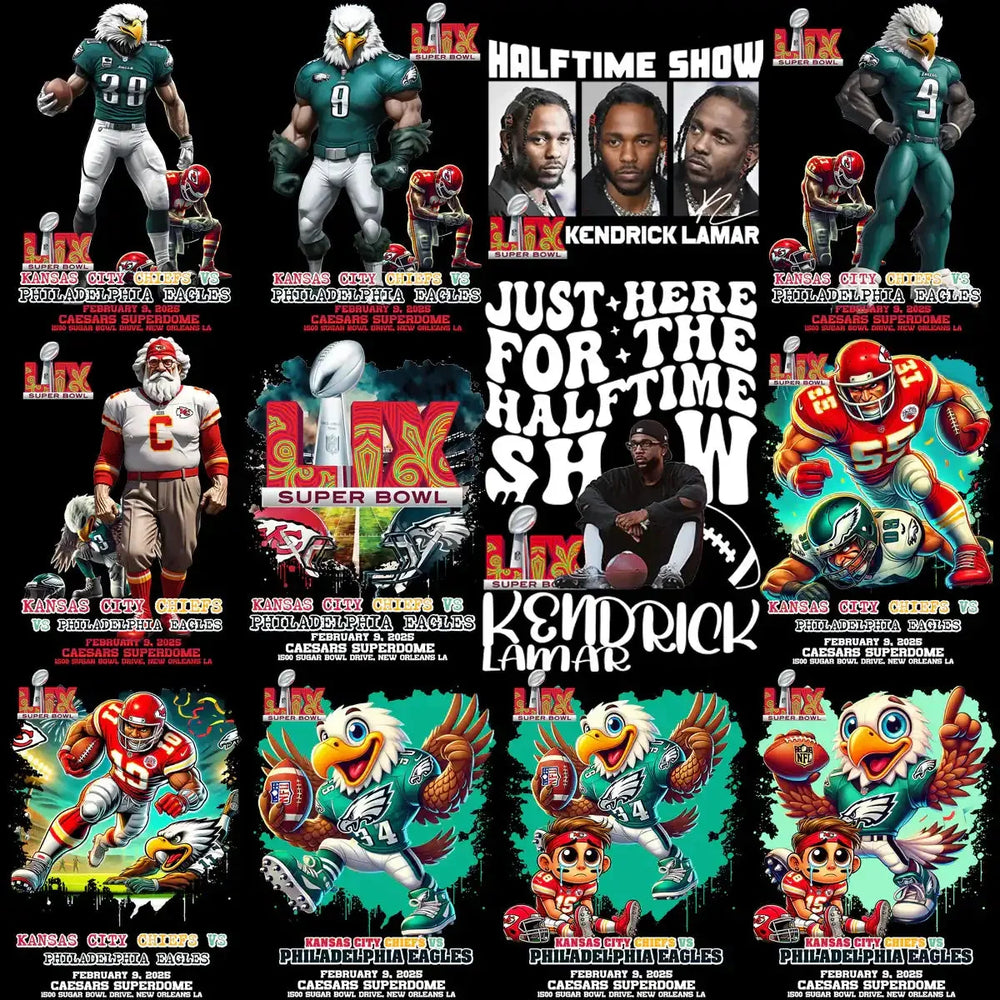 24 Super Bowl LIX 2025 Football Champions Designs Bundle PNG