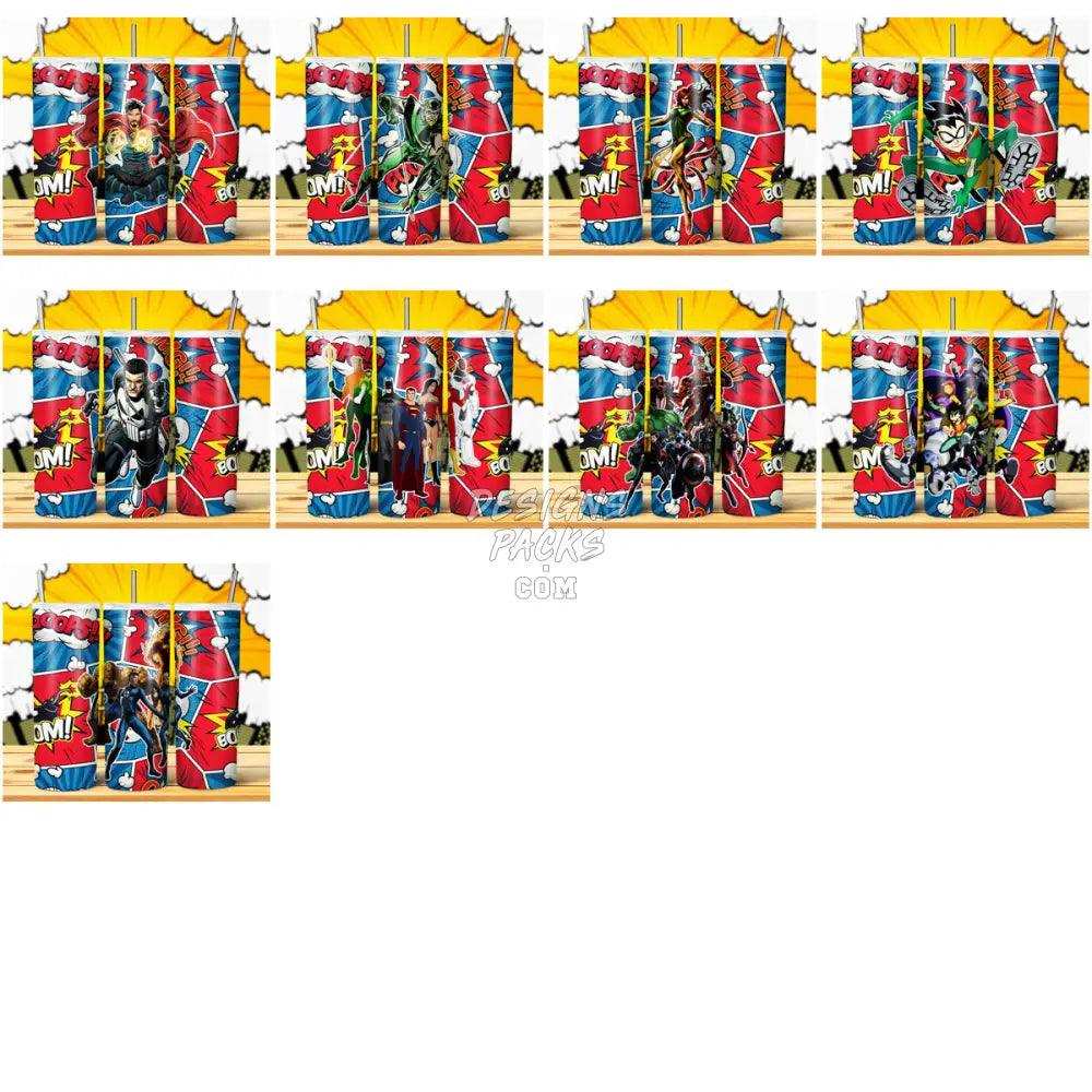24 Superheroes Comics Tumbler Wrap Bundle Jpg