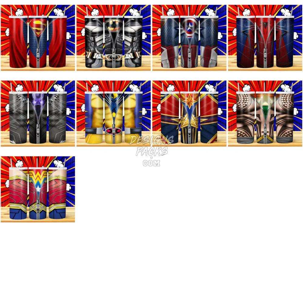24 Superheroes Zipper Tumbler Wrap Bundle Jpg