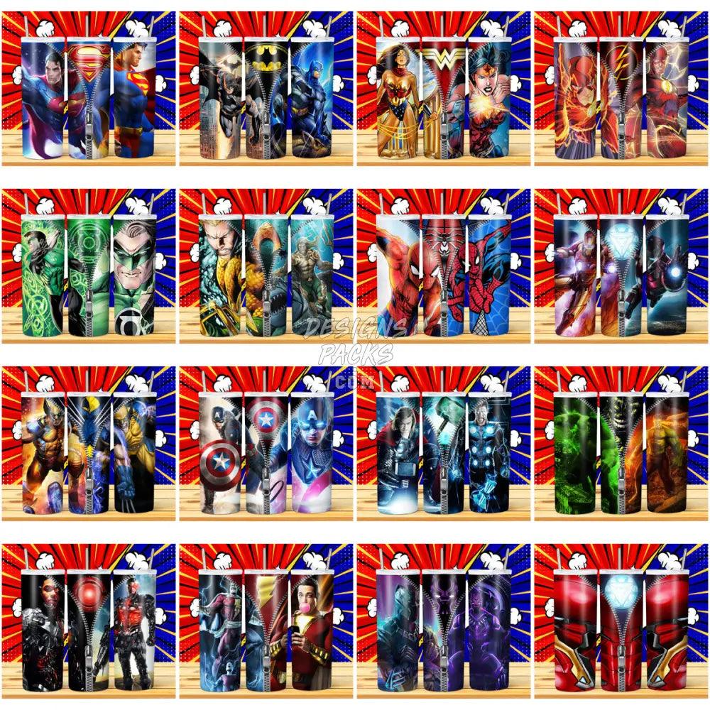 24 Superheroes Zipper Tumbler Wrap Bundle Jpg