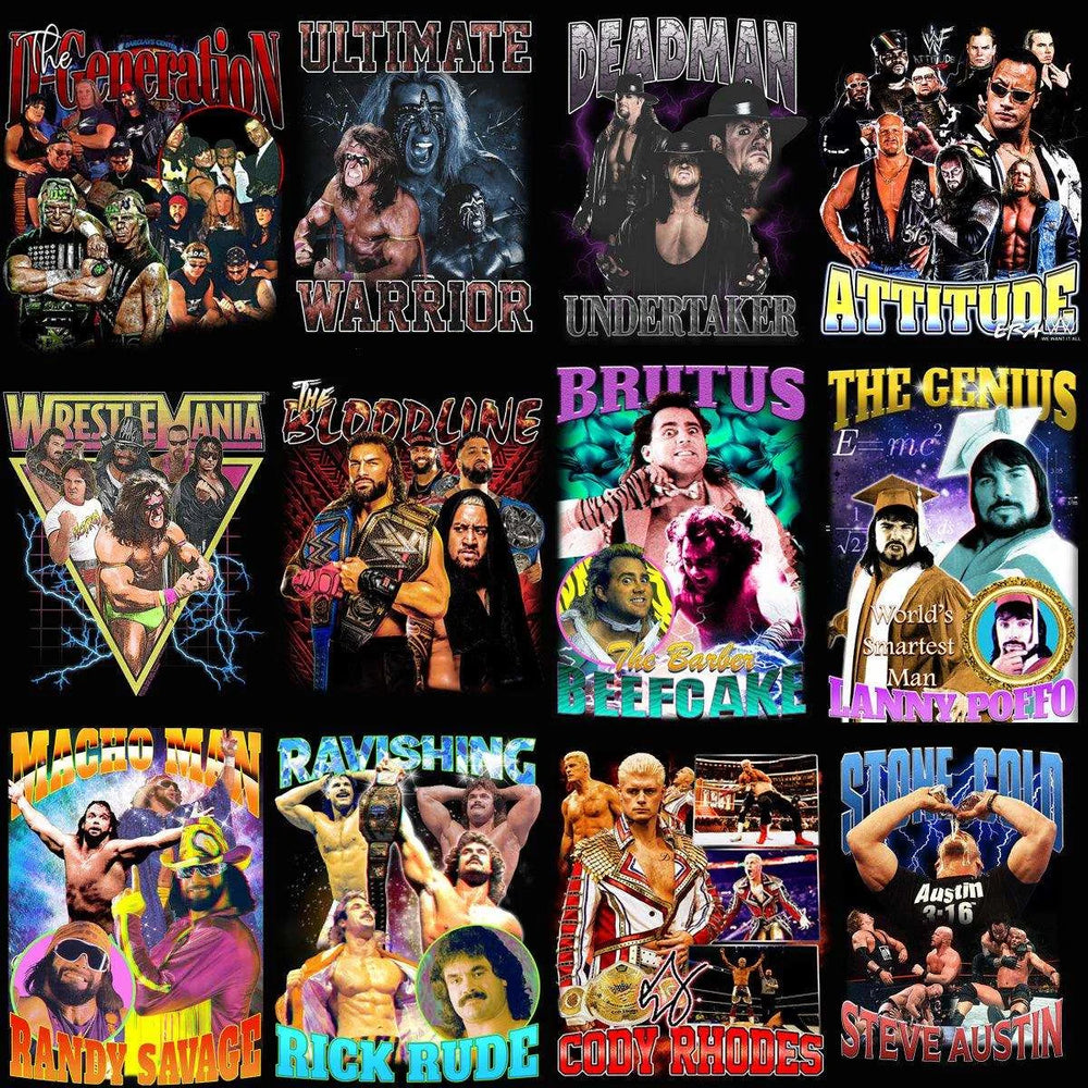 27 Wrestling Bootleg Pack 4 Designs Bundle PNG