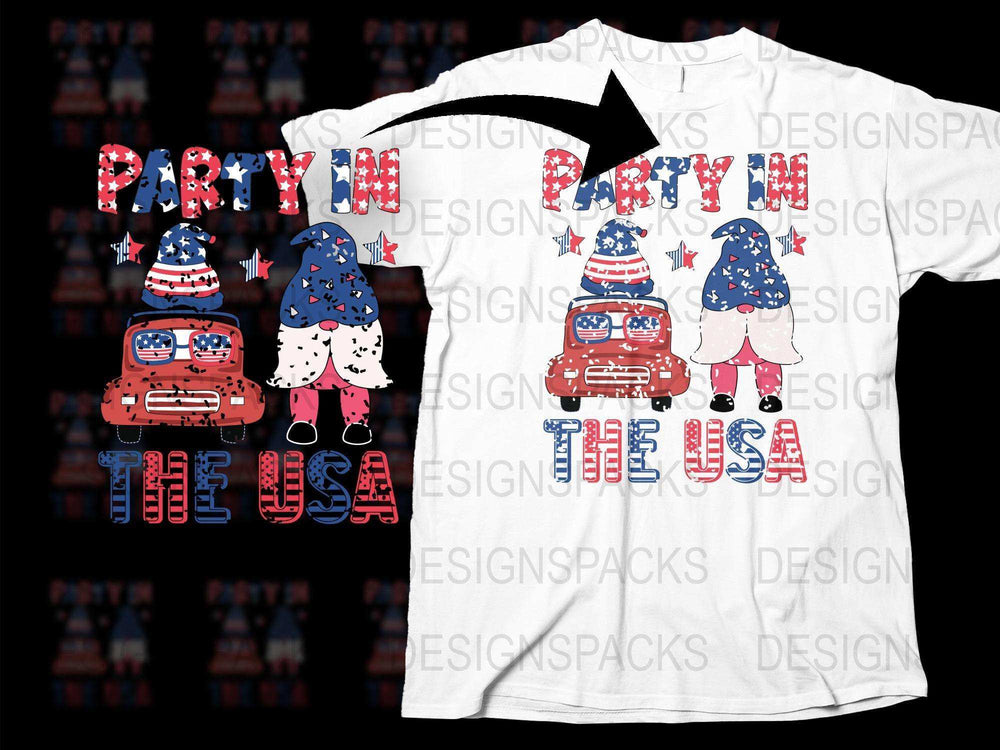 Patriotic Party USA T-Shirt, Red White Blue, 4th of July Celebration Top, Fun Summer Festive Apparel