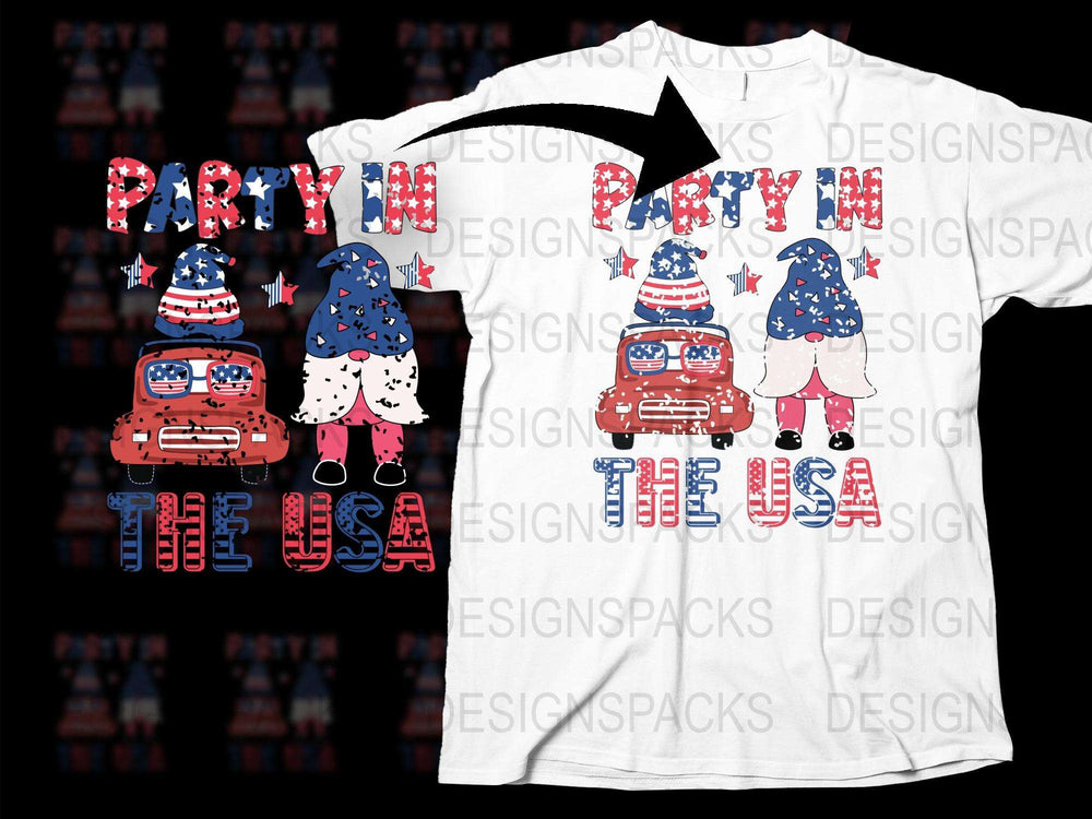 Patriotic Party USA T-Shirt, Red White Blue, 4th of July Celebration Top, Fun Summer Festive Apparel