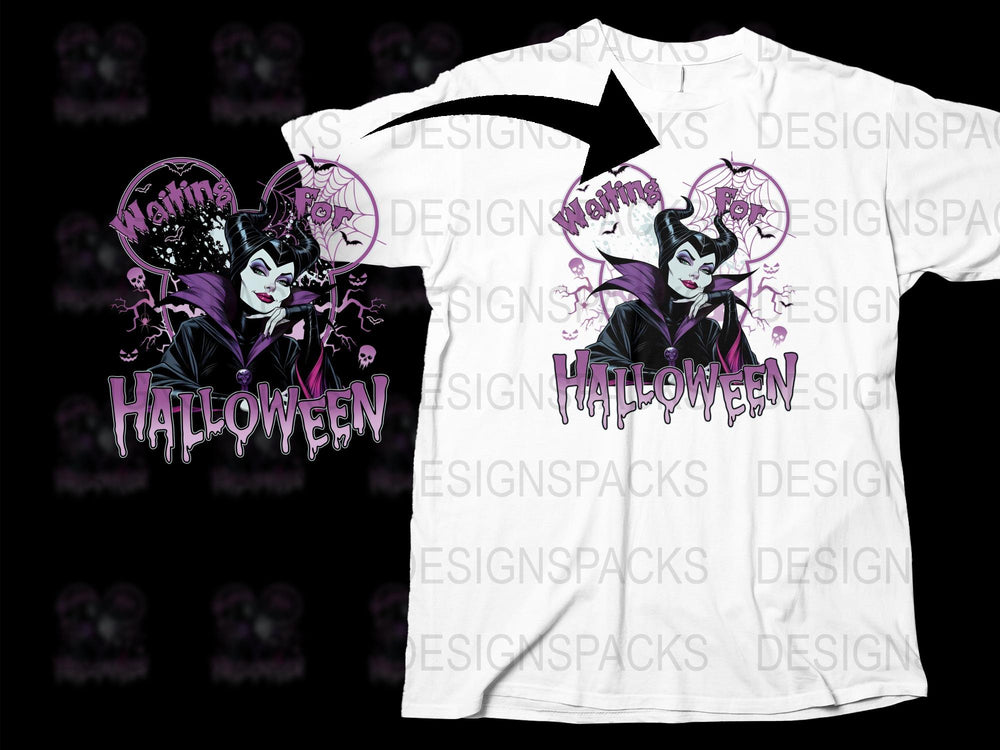 Halloween Themed T-Shirt, Wicked Witch Graphic, Spooky Purple and Black Design, Men's and Women's Sizes