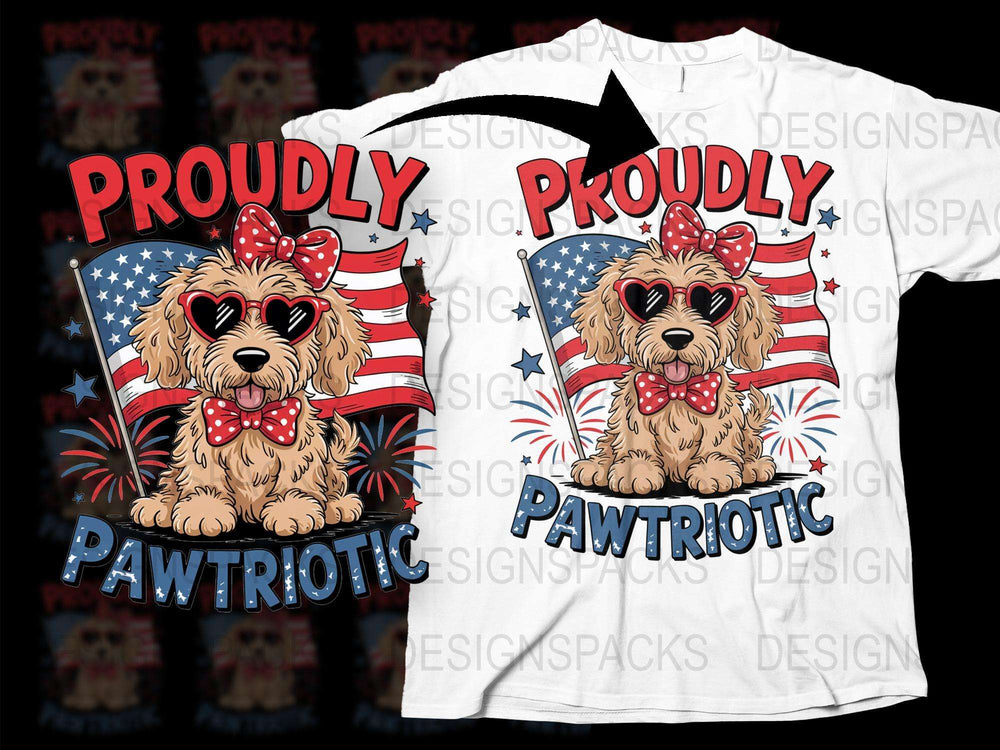 Patriotic Dog T-Shirt, Cute Pawtriotic Puppy Graphic Tee, American Flag Design, Stars and Stripes, Pet Lover Gift, Unisex Clothing