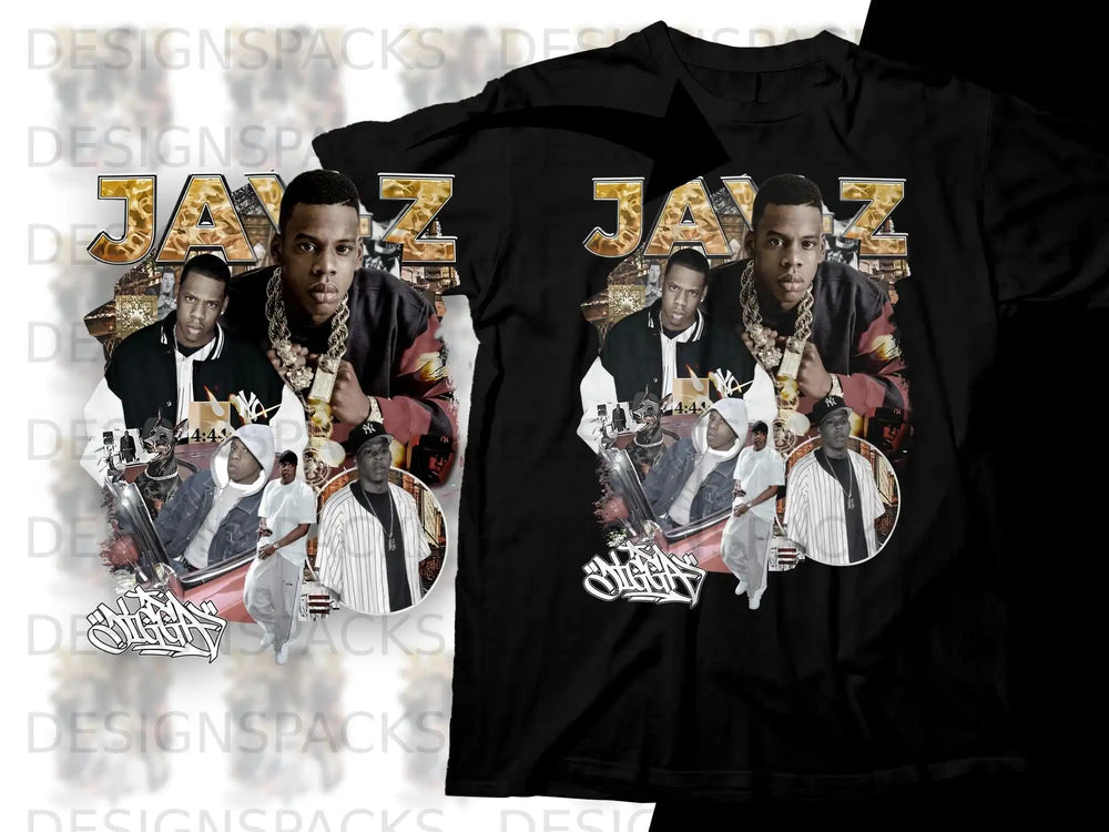 Black t-shirt featuring Jay-Z collage with "4:44" text.