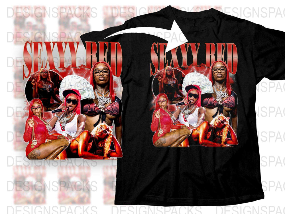 Sexy Red Graphic T-Shirt, Bold Hip Hop Style Tee, Urban Streetwear, Unisex Fashion Top, Trendy Oversized Shirt