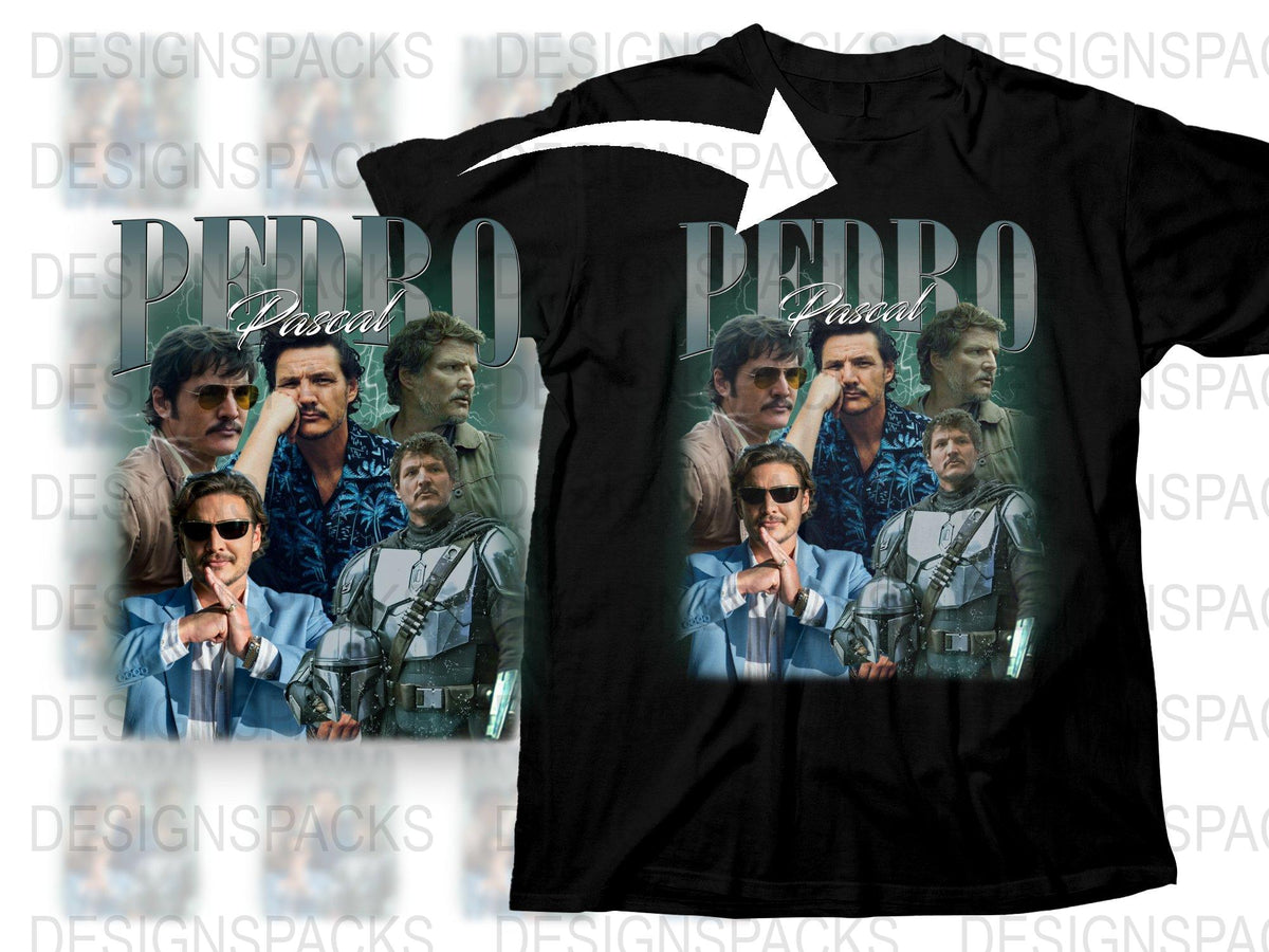 Vintage Pedro Pascal Montage T-Shirt, Retro 90s Style Graphic Tee, Fashionable Men's and Women's Top