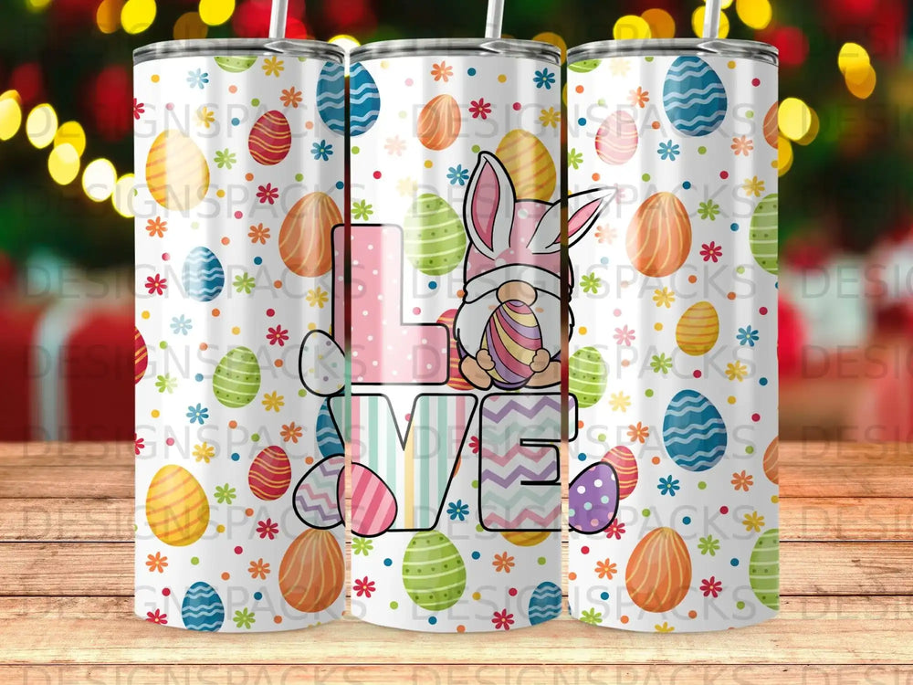 Easter Bunny Gnome Love Eggs Pattern Tumbler product type