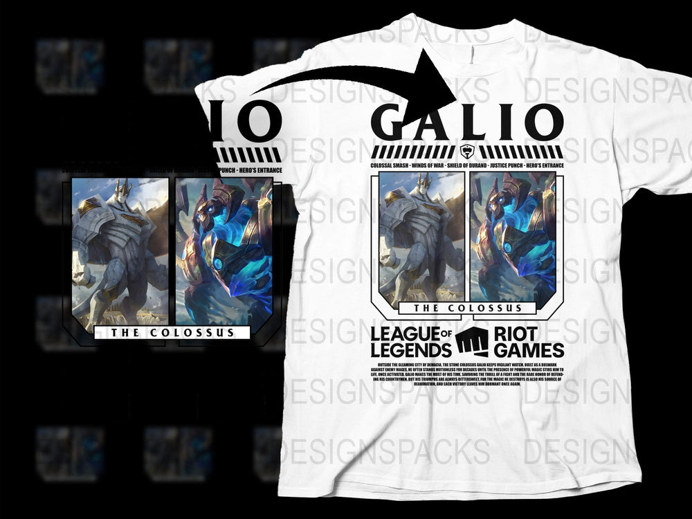 League of Legends Galio The Colossus Character Graphic T-Shirt, Riot Games Merchandise