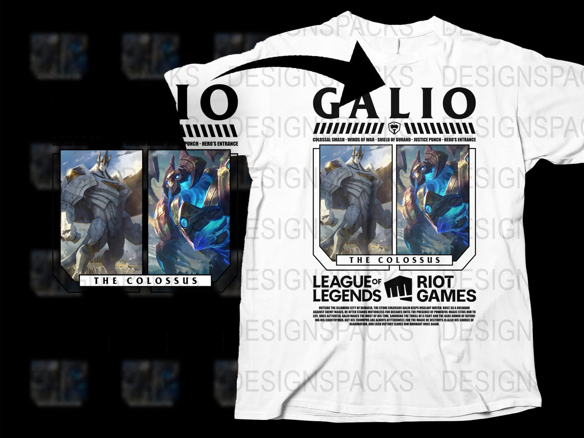 League of Legends Galio The Colossus Character Graphic T-Shirt, Riot Games Merchandise