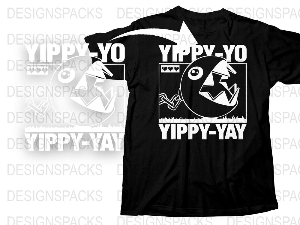 Yippy Yo Yippy Yay Fun Quote Black T-Shirt, Graphic Tee with Retro Design, Casual Streetwear, Unisex Fashion Shirt