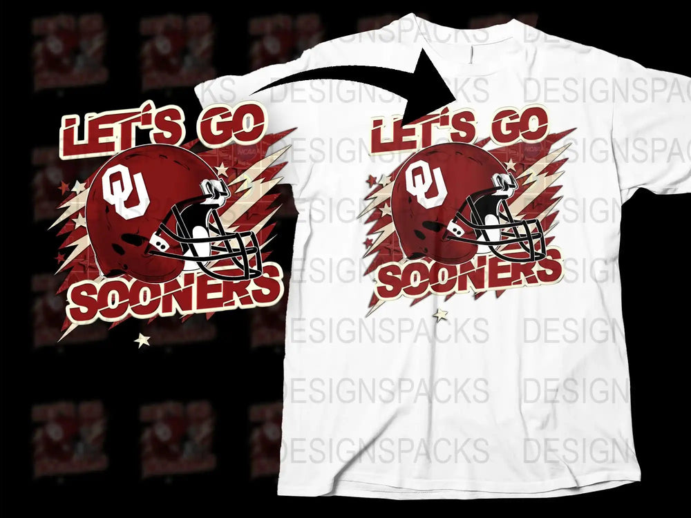 Let's Go Sooners T-Shirt, University Football Fan Gear, Oklahoma Sports Helmet Graphic Tee