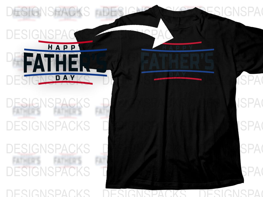 Happy Father's Day T-Shirt, Men's Black Tee with Red and Blue Text, Cool Dad Gift
